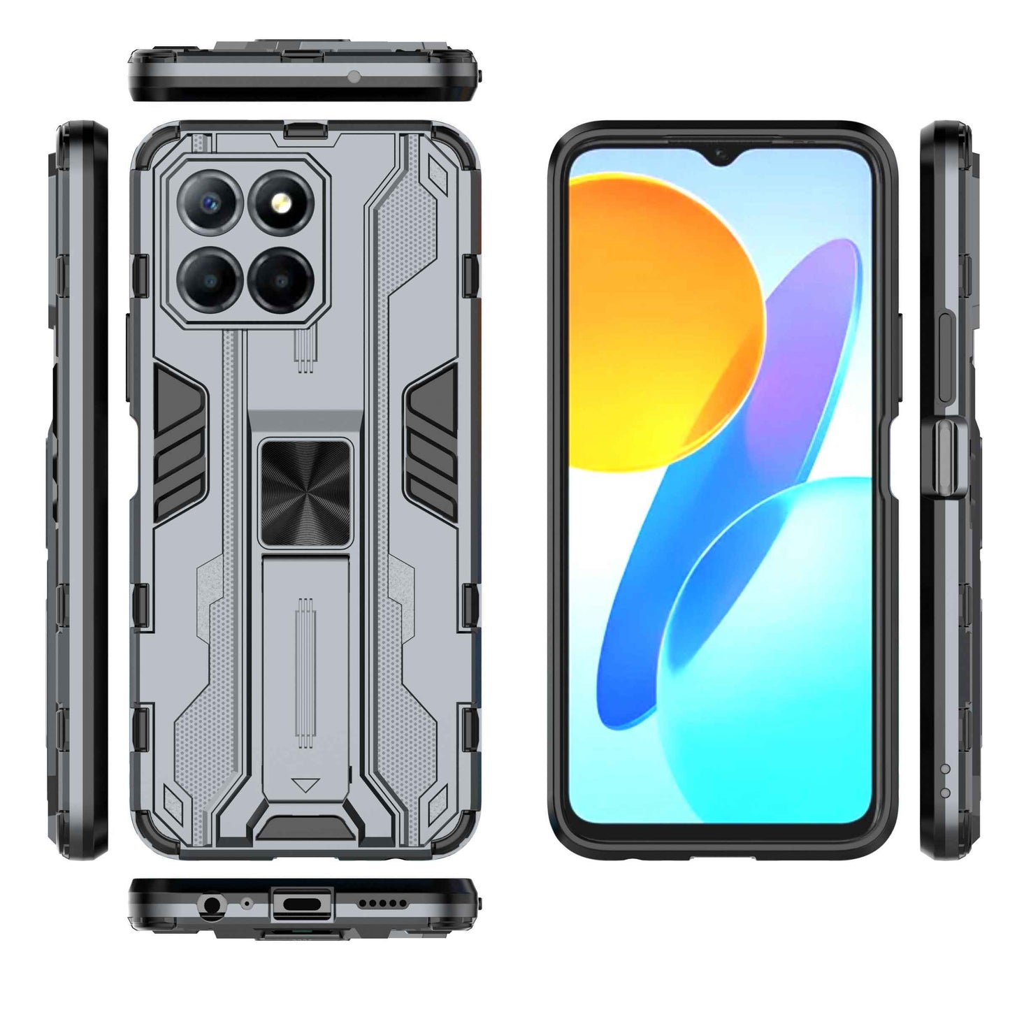 For Honor X8 5G Kickstand Phone Case Anti-drop Hard PC Soft TPU Shockproof Cover