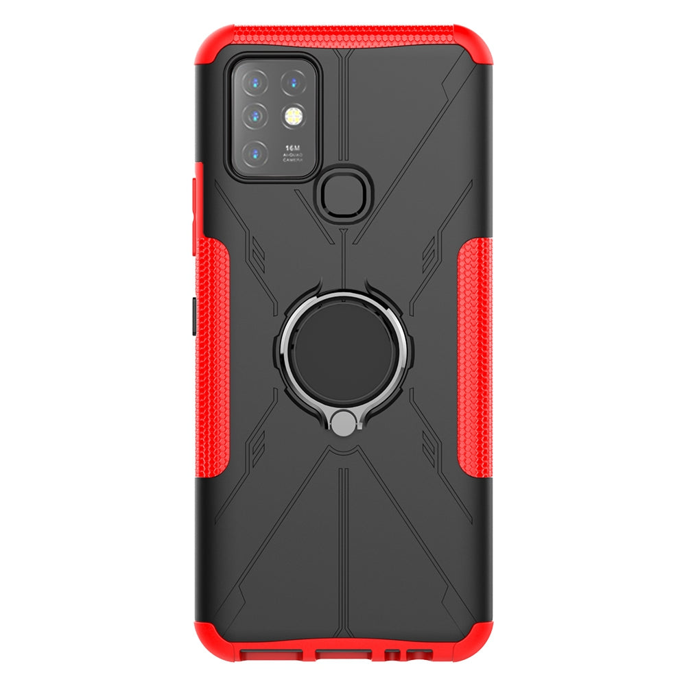 For Infinix Hot 10 Hybrid Hard PC Soft TPU Shockproof Protection Case Magnetic Ring Kickstand Design Anti-Scratch Phone Cover