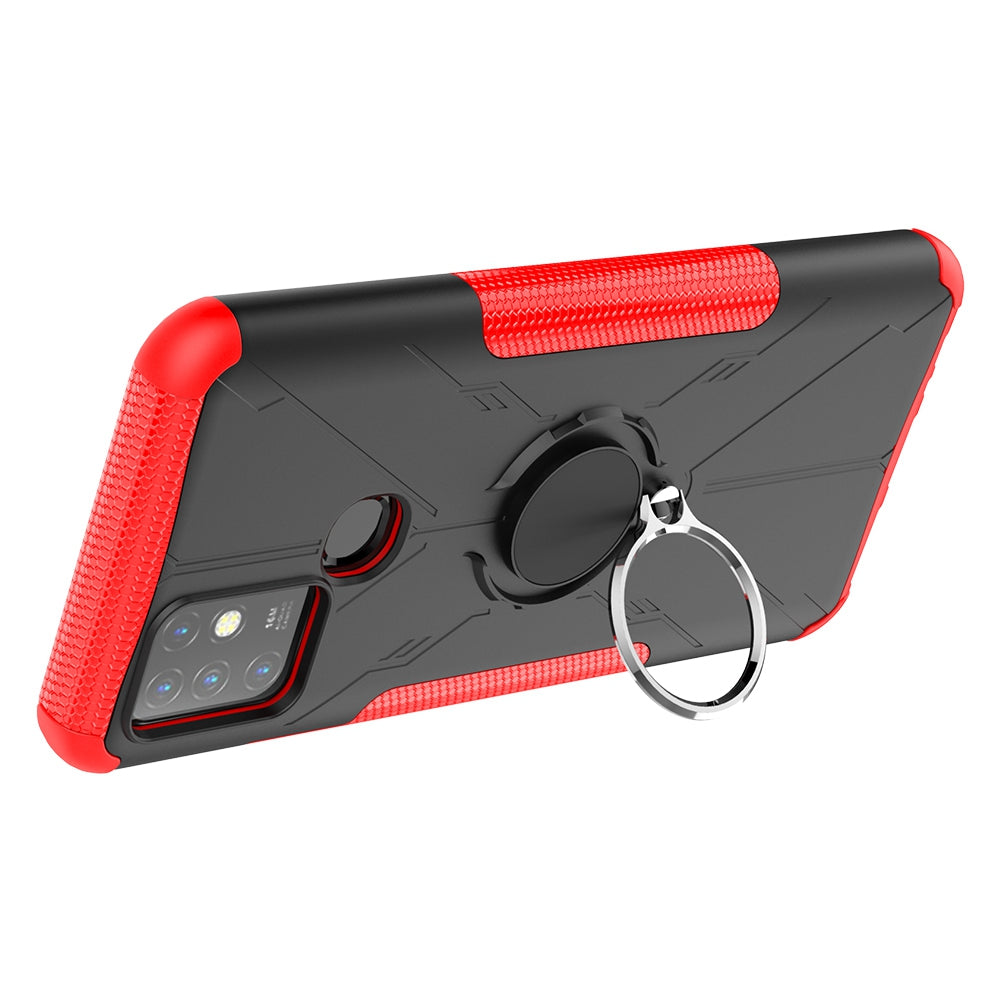 For Infinix Hot 10 Hybrid Hard PC Soft TPU Shockproof Protection Case Magnetic Ring Kickstand Design Anti-Scratch Phone Cover