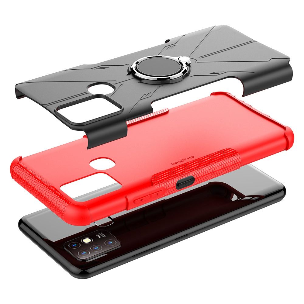 For Infinix Hot 10 Hybrid Hard PC Soft TPU Shockproof Protection Case Magnetic Ring Kickstand Design Anti-Scratch Phone Cover
