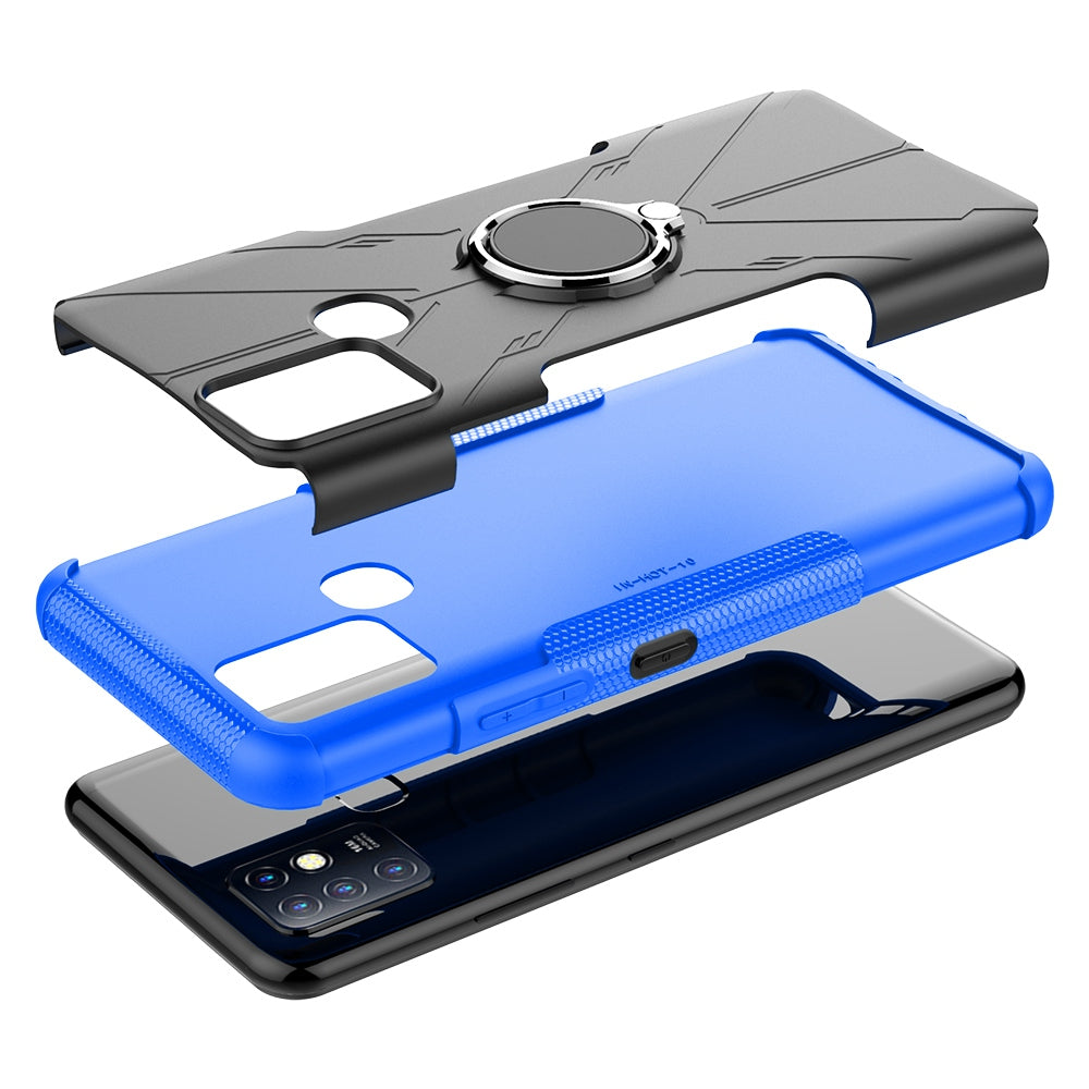 For Infinix Hot 10 Hybrid Hard PC Soft TPU Shockproof Protection Case Magnetic Ring Kickstand Design Anti-Scratch Phone Cover