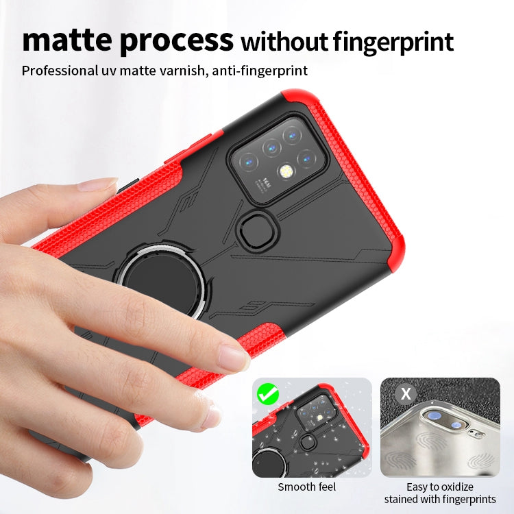 For Infinix Hot 10 Hybrid Hard PC Soft TPU Shockproof Protection Case Magnetic Ring Kickstand Design Anti-Scratch Phone Cover