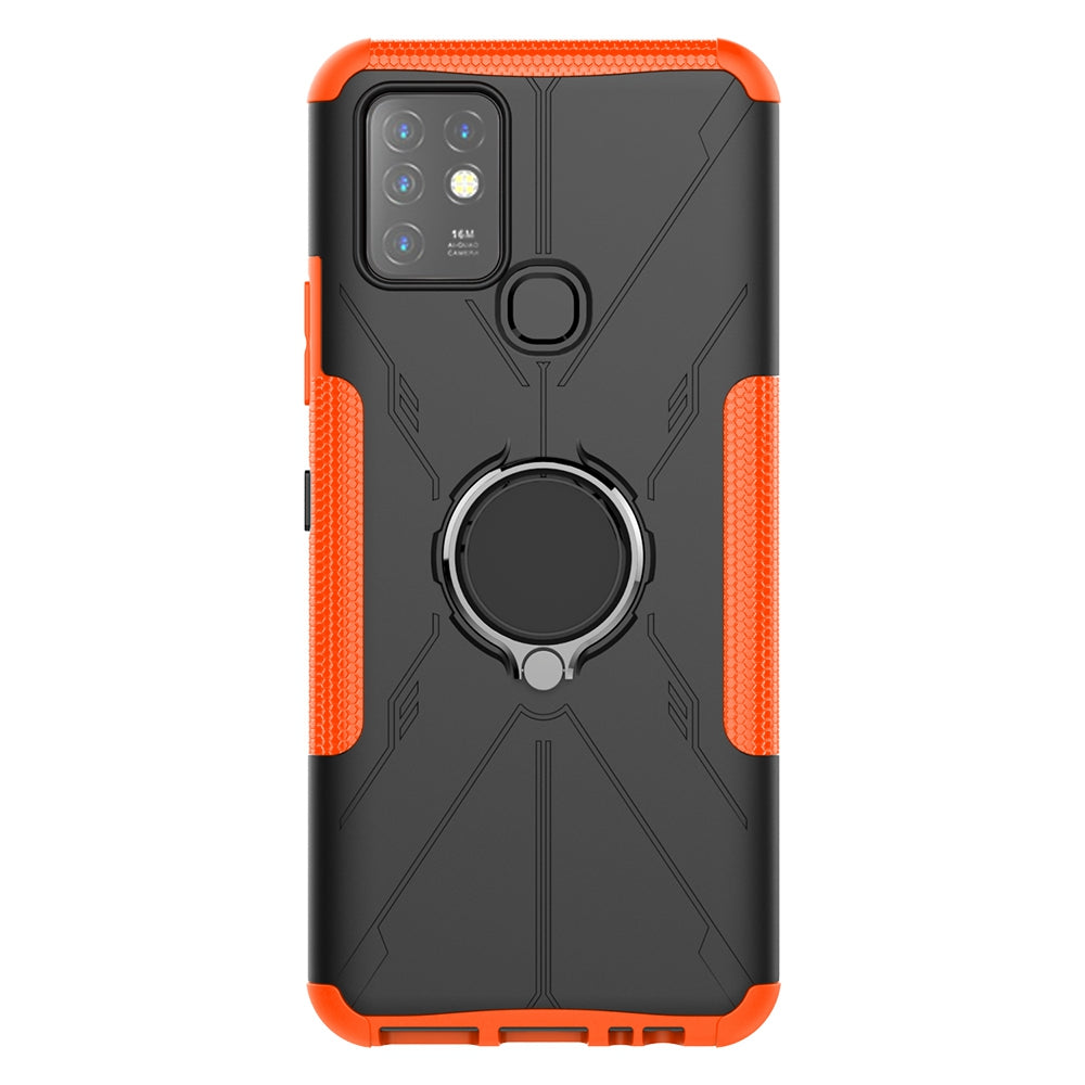 For Infinix Hot 10 Hybrid Hard PC Soft TPU Shockproof Protection Case Magnetic Ring Kickstand Design Anti-Scratch Phone Cover