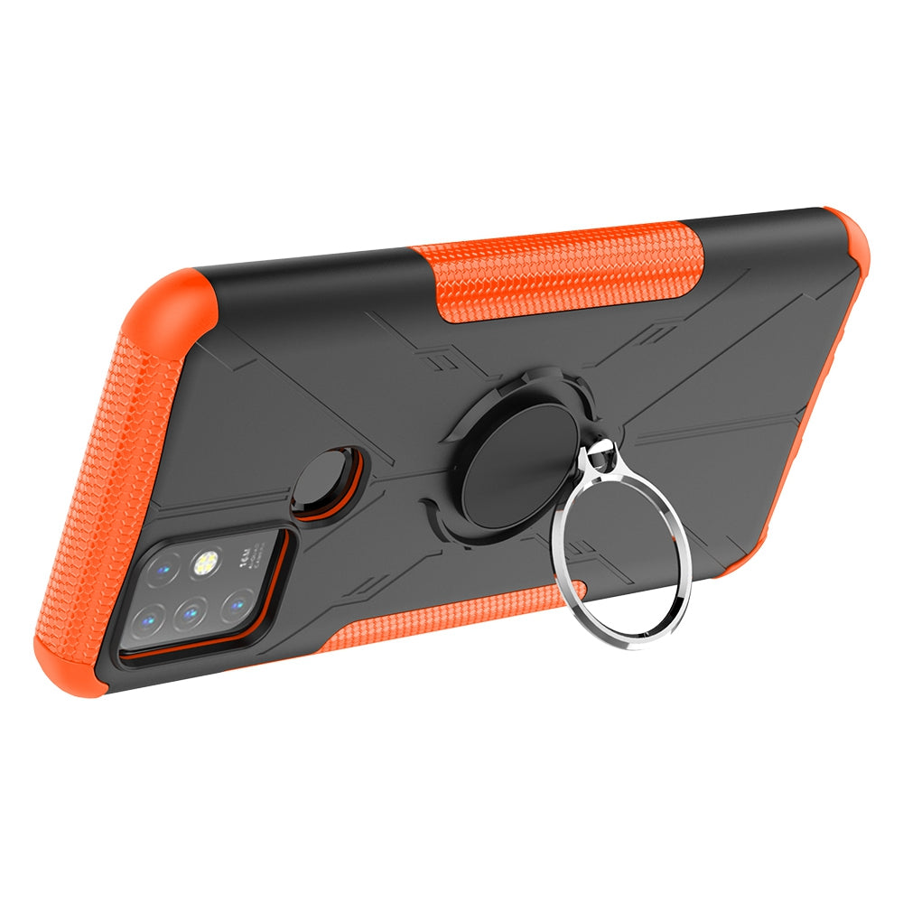 For Infinix Hot 10 Hybrid Hard PC Soft TPU Shockproof Protection Case Magnetic Ring Kickstand Design Anti-Scratch Phone Cover