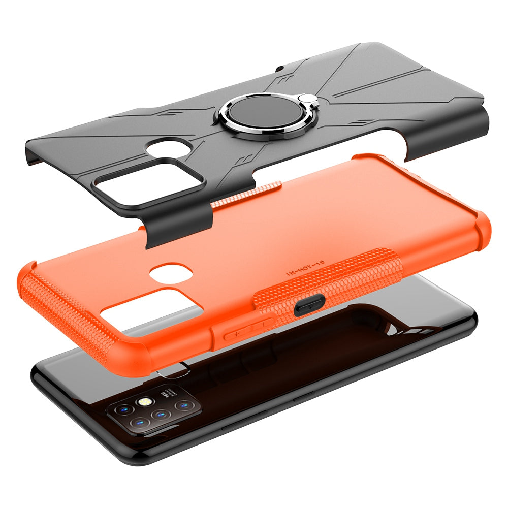 For Infinix Hot 10 Hybrid Hard PC Soft TPU Shockproof Protection Case Magnetic Ring Kickstand Design Anti-Scratch Phone Cover