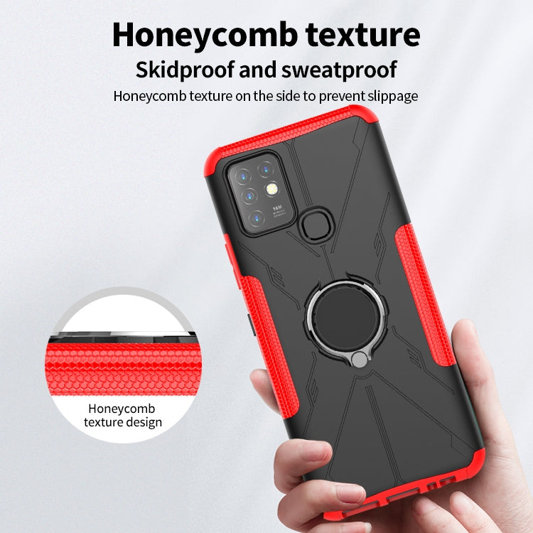For Infinix Hot 10 Hybrid Hard PC Soft TPU Shockproof Protection Case Magnetic Ring Kickstand Design Anti-Scratch Phone Cover