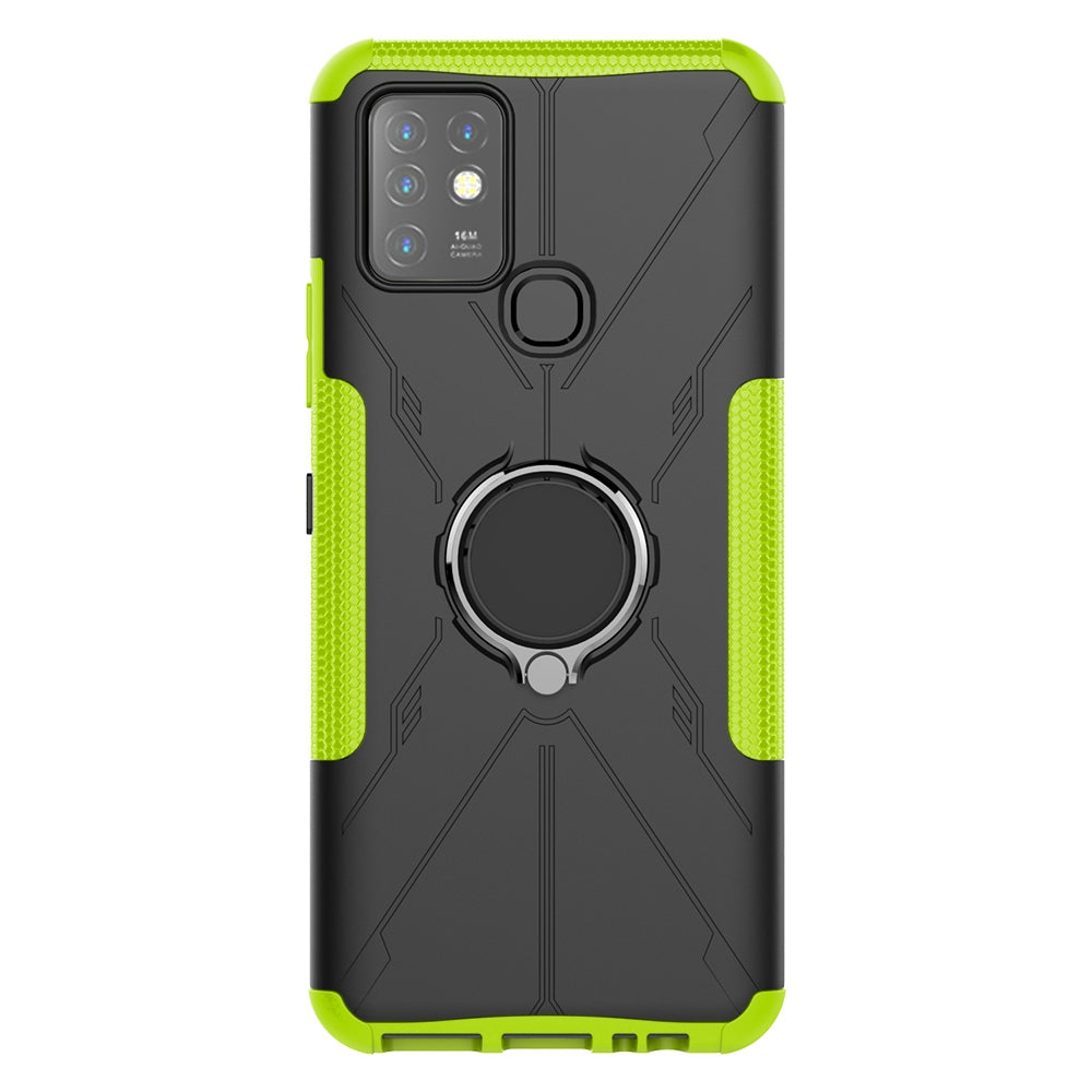 For Infinix Hot 10 Hybrid Hard PC Soft TPU Shockproof Protection Case Magnetic Ring Kickstand Design Anti-Scratch Phone Cover