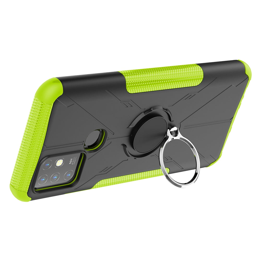 For Infinix Hot 10 Hybrid Hard PC Soft TPU Shockproof Protection Case Magnetic Ring Kickstand Design Anti-Scratch Phone Cover