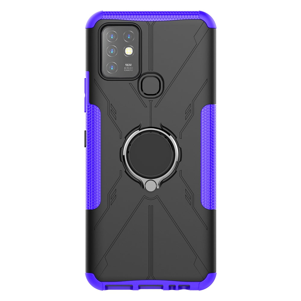 For Infinix Hot 10 Hybrid Hard PC Soft TPU Shockproof Protection Case Magnetic Ring Kickstand Design Anti-Scratch Phone Cover
