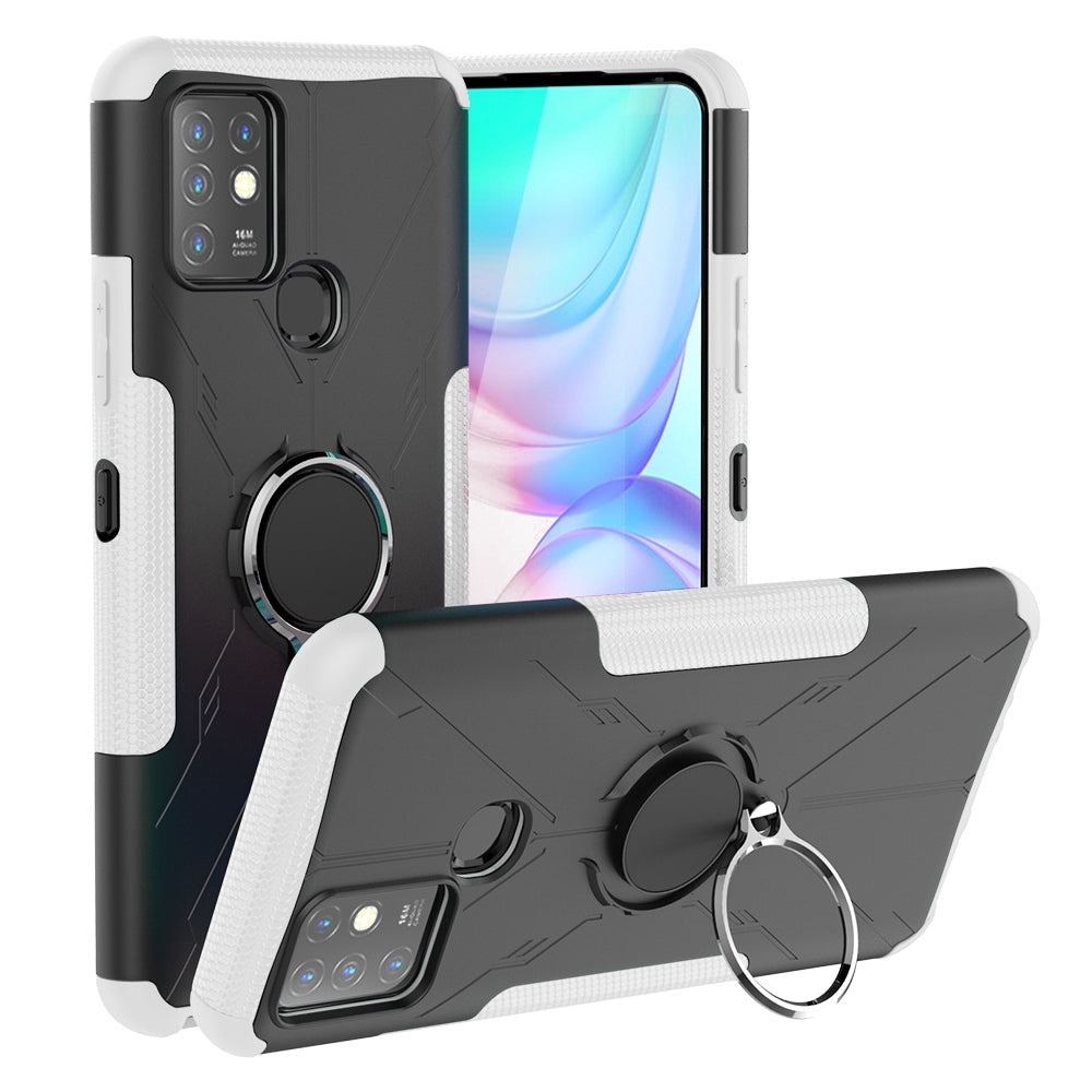 For Infinix Hot 10 Hybrid Hard PC Soft TPU Shockproof Protection Case Magnetic Ring Kickstand Design Anti-Scratch Phone Cover