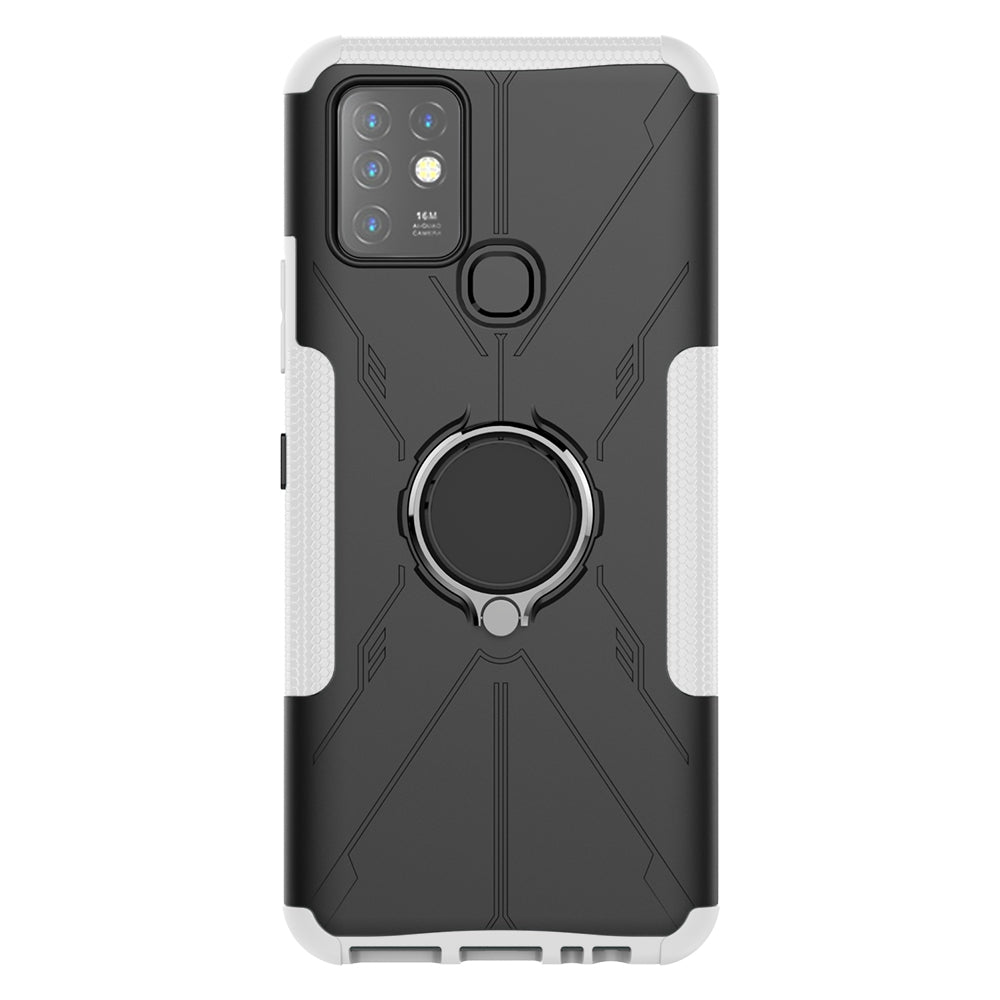 For Infinix Hot 10 Hybrid Hard PC Soft TPU Shockproof Protection Case Magnetic Ring Kickstand Design Anti-Scratch Phone Cover