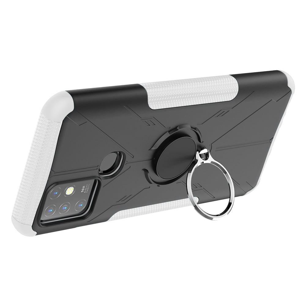 For Infinix Hot 10 Hybrid Hard PC Soft TPU Shockproof Protection Case Magnetic Ring Kickstand Design Anti-Scratch Phone Cover