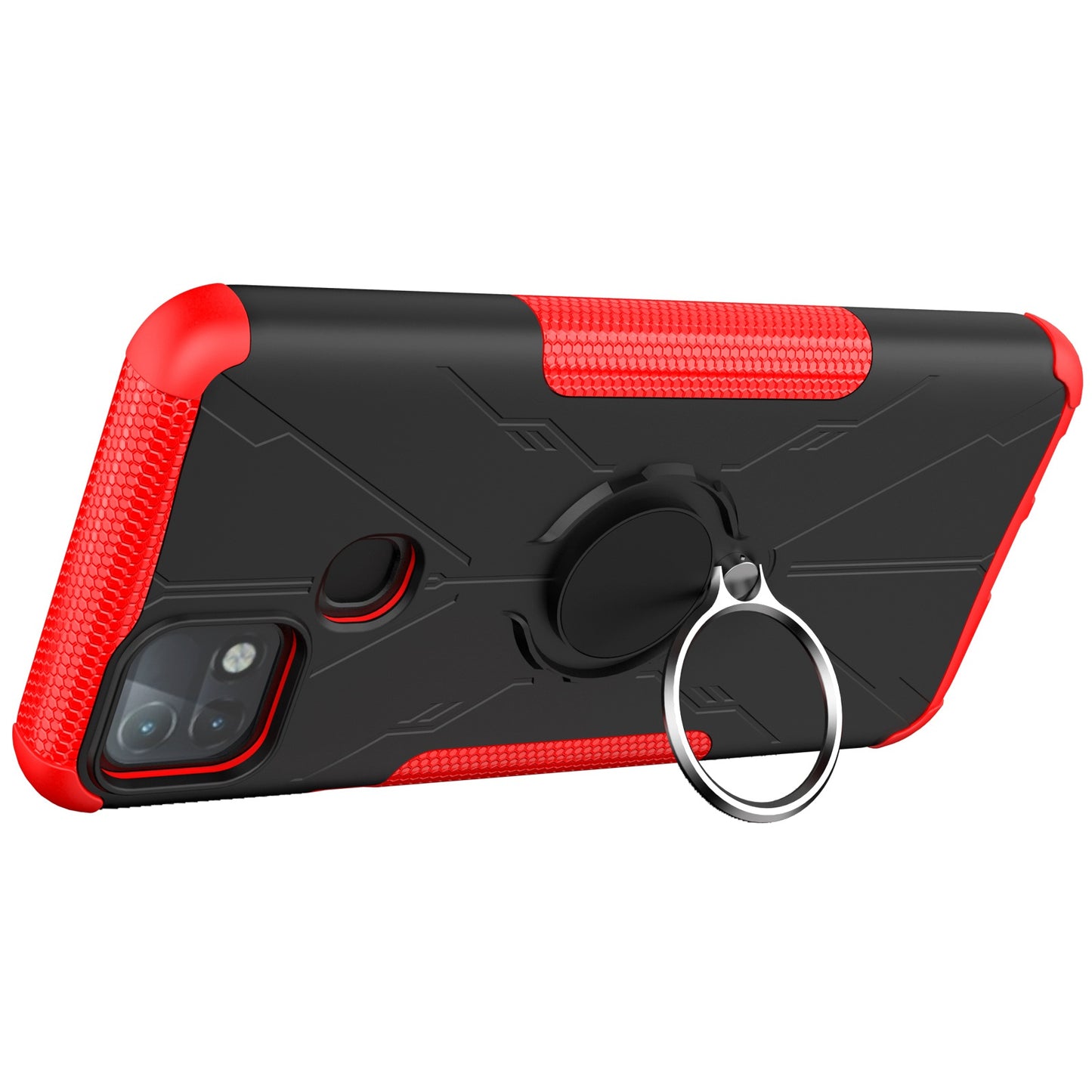 For Infinix Hot 10i / Smart 5 Pro Dual Layer Hard PC Soft TPU Phone Case Ring Holder Kickstand Drop Protection Cover