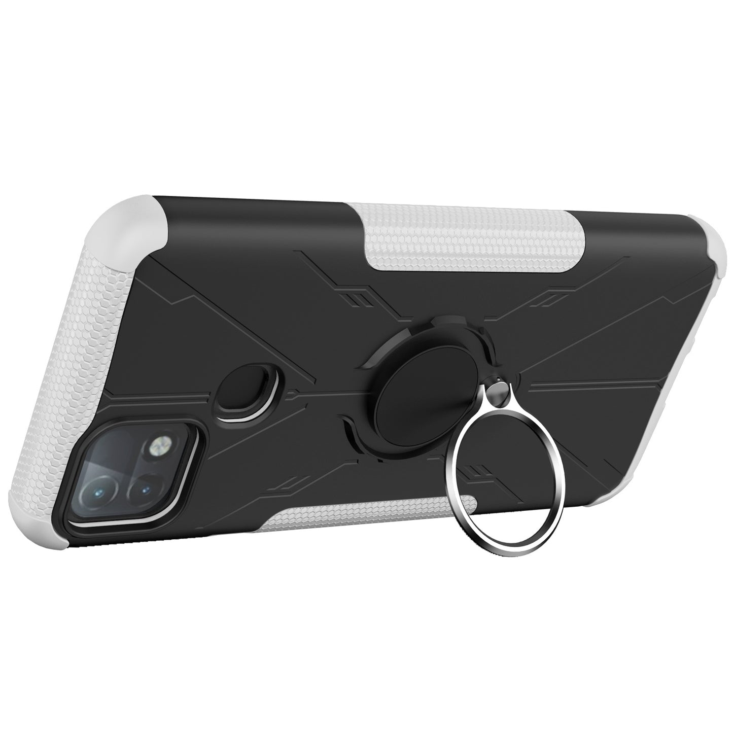 For Infinix Hot 10i / Smart 5 Pro Dual Layer Hard PC Soft TPU Phone Case Ring Holder Kickstand Drop Protection Cover