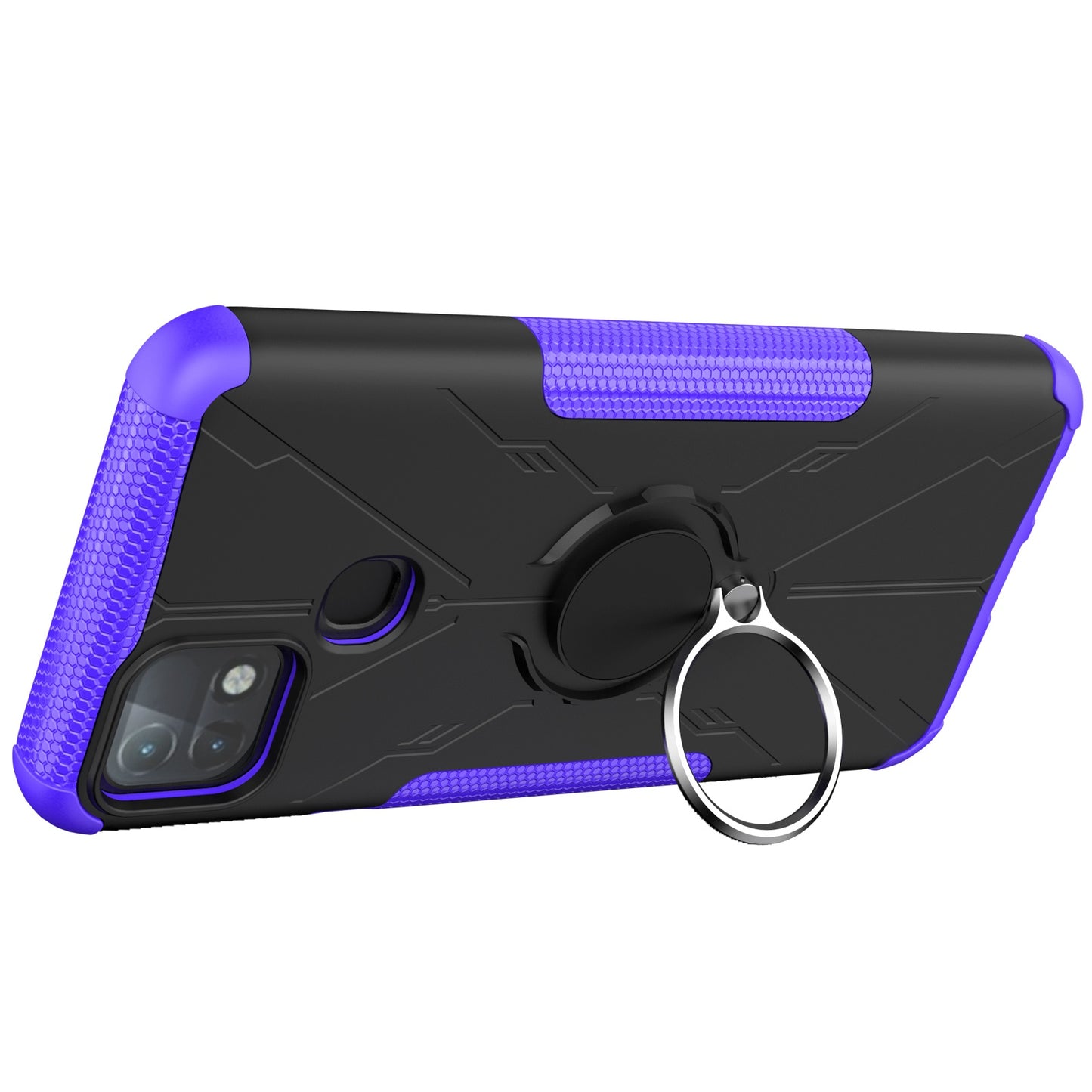 For Infinix Hot 10i / Smart 5 Pro Dual Layer Hard PC Soft TPU Phone Case Ring Holder Kickstand Drop Protection Cover
