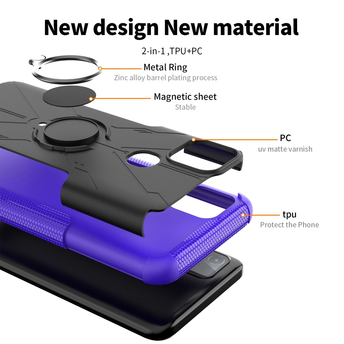 For Infinix Hot 10i / Smart 5 Pro Dual Layer Hard PC Soft TPU Phone Case Ring Holder Kickstand Drop Protection Cover