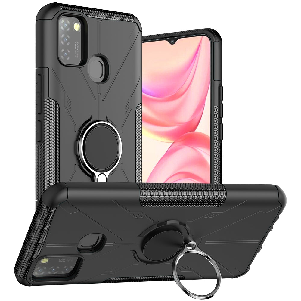 For Infinix Smart 5 X657 / Hot 10 Lite Hybrid Soft TPU Hard PC Heavy Duty Phone Case Ring Holder Kickstand Anti-Scratch Shockproof Cover