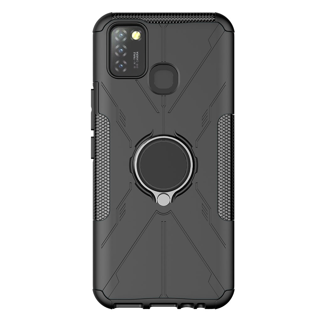 For Infinix Smart 5 X657 / Hot 10 Lite Hybrid Soft TPU Hard PC Heavy Duty Phone Case Ring Holder Kickstand Anti-Scratch Shockproof Cover