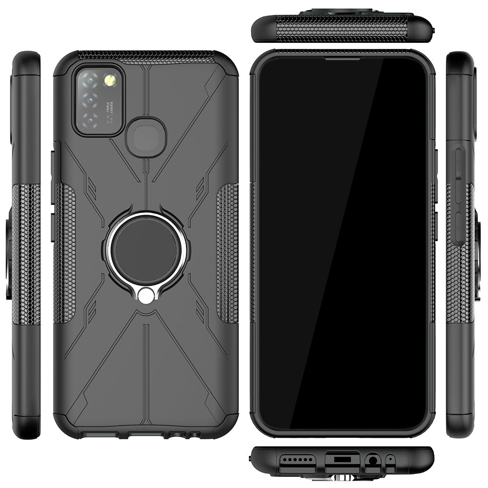 For Infinix Smart 5 X657 / Hot 10 Lite Hybrid Soft TPU Hard PC Heavy Duty Phone Case Ring Holder Kickstand Anti-Scratch Shockproof Cover