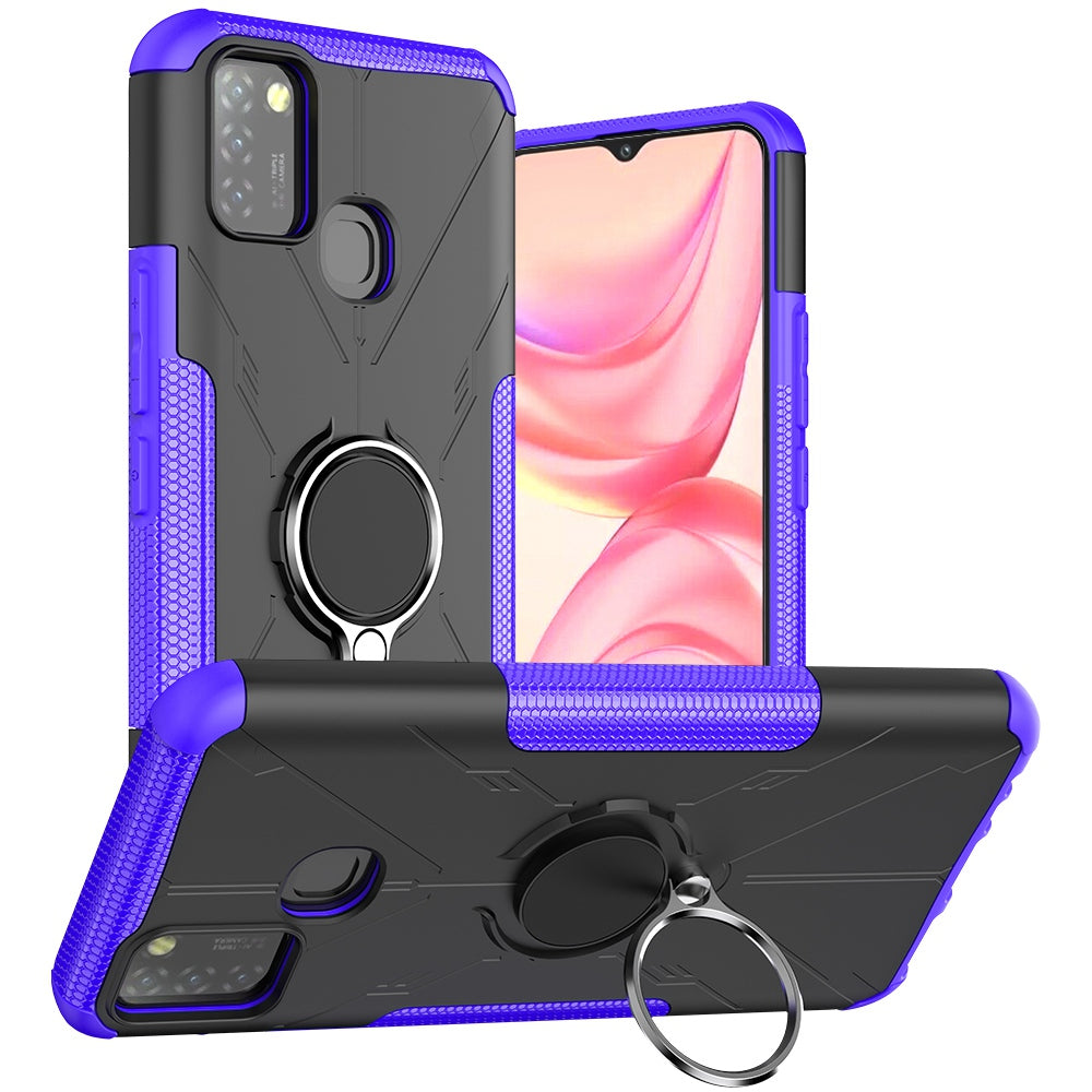 For Infinix Smart 5 X657 / Hot 10 Lite Hybrid Soft TPU Hard PC Heavy Duty Phone Case Ring Holder Kickstand Anti-Scratch Shockproof Cover