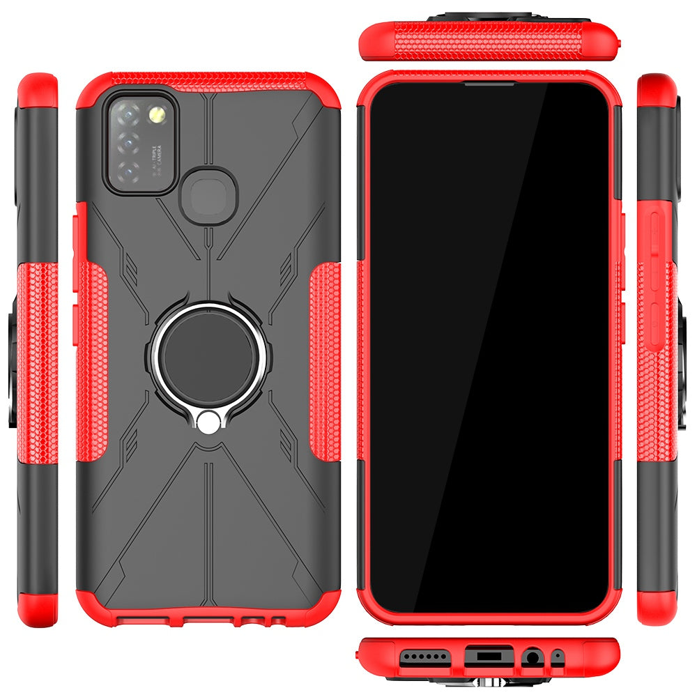 For Infinix Smart 5 X657 / Hot 10 Lite Hybrid Soft TPU Hard PC Heavy Duty Phone Case Ring Holder Kickstand Anti-Scratch Shockproof Cover