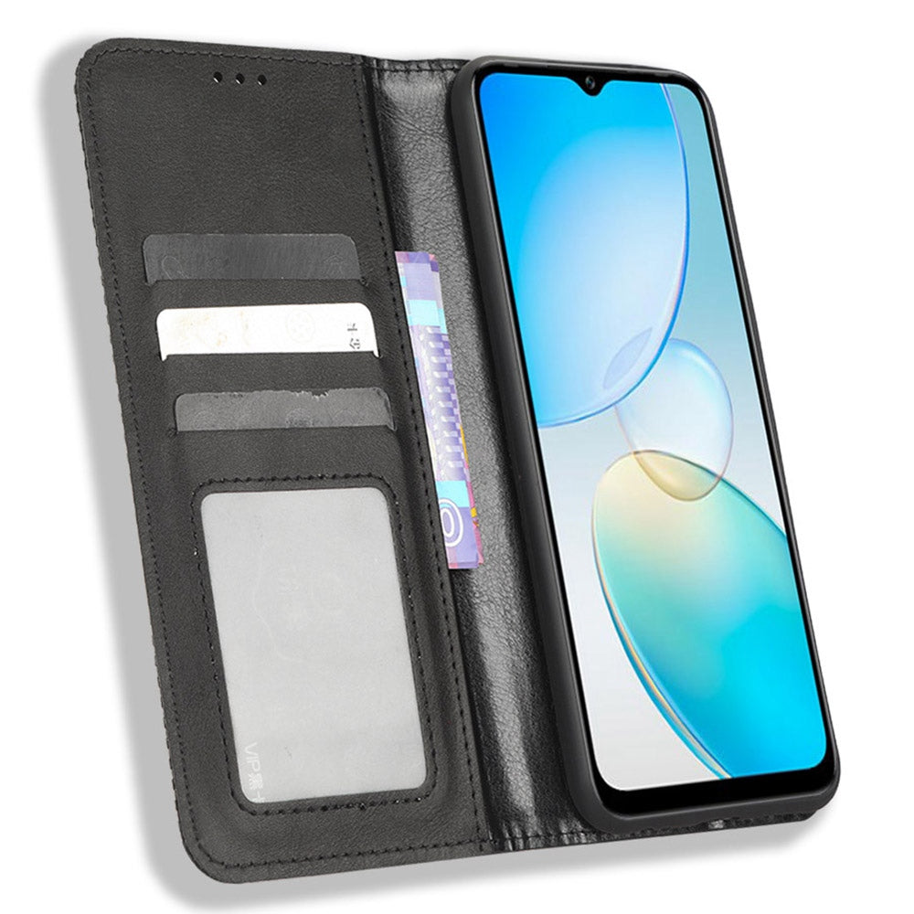 For Infinix Hot 12 Pro 4G X668C Retro Texture PU Leather Flip Wallet Case Imprinted Pattern Stand Magnetic Auto-absorbed Folio Phone Cover