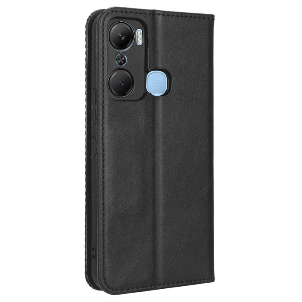 For Infinix Hot 12 Pro 4G X668C Retro Texture PU Leather Flip Wallet Case Imprinted Pattern Stand Magnetic Auto-absorbed Folio Phone Cover