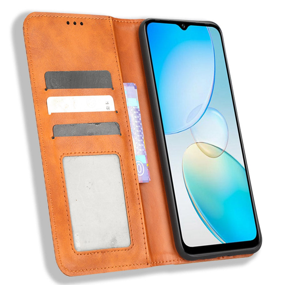 For Infinix Hot 12 Pro 4G X668C Retro Texture PU Leather Flip Wallet Case Imprinted Pattern Stand Magnetic Auto-absorbed Folio Phone Cover