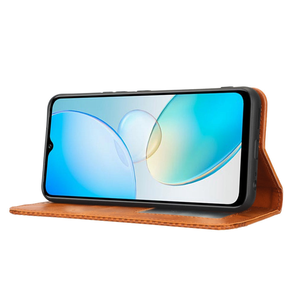 For Infinix Hot 12 Pro 4G X668C Retro Texture PU Leather Flip Wallet Case Imprinted Pattern Stand Magnetic Auto-absorbed Folio Phone Cover