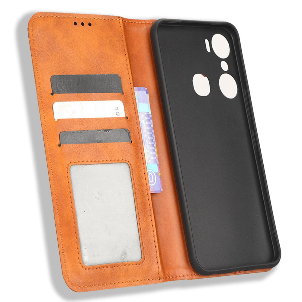For Infinix Hot 12 Pro 4G X668C Retro Texture PU Leather Flip Wallet Case Imprinted Pattern Stand Magnetic Auto-absorbed Folio Phone Cover