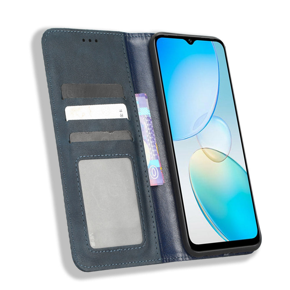 For Infinix Hot 12 Pro 4G X668C Retro Texture PU Leather Flip Wallet Case Imprinted Pattern Stand Magnetic Auto-absorbed Folio Phone Cover