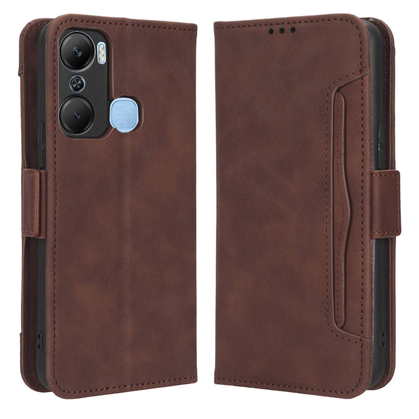 For Infinix Hot 12 Pro 4G X668C PU Leather Stand Multiple Card Slots Case Double Magnetic Clasp Flip Wallet Phone Cover