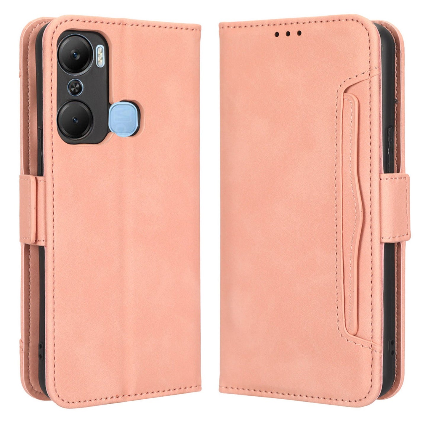 For Infinix Hot 12 Pro 4G X668C PU Leather Stand Multiple Card Slots Case Double Magnetic Clasp Flip Wallet Phone Cover