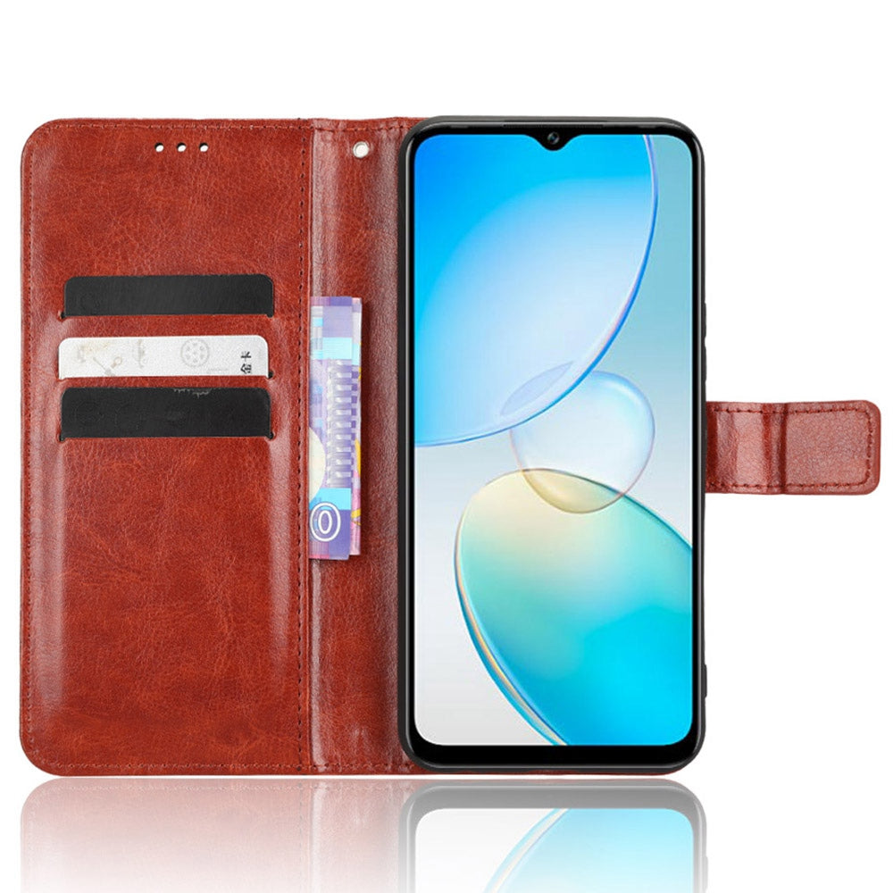 For Infinix Hot 12 Pro 4G X668C Crazy Horse Texture Wallet Case PU Leather Stand Function Magnetic Closure Phone Cover with Strap