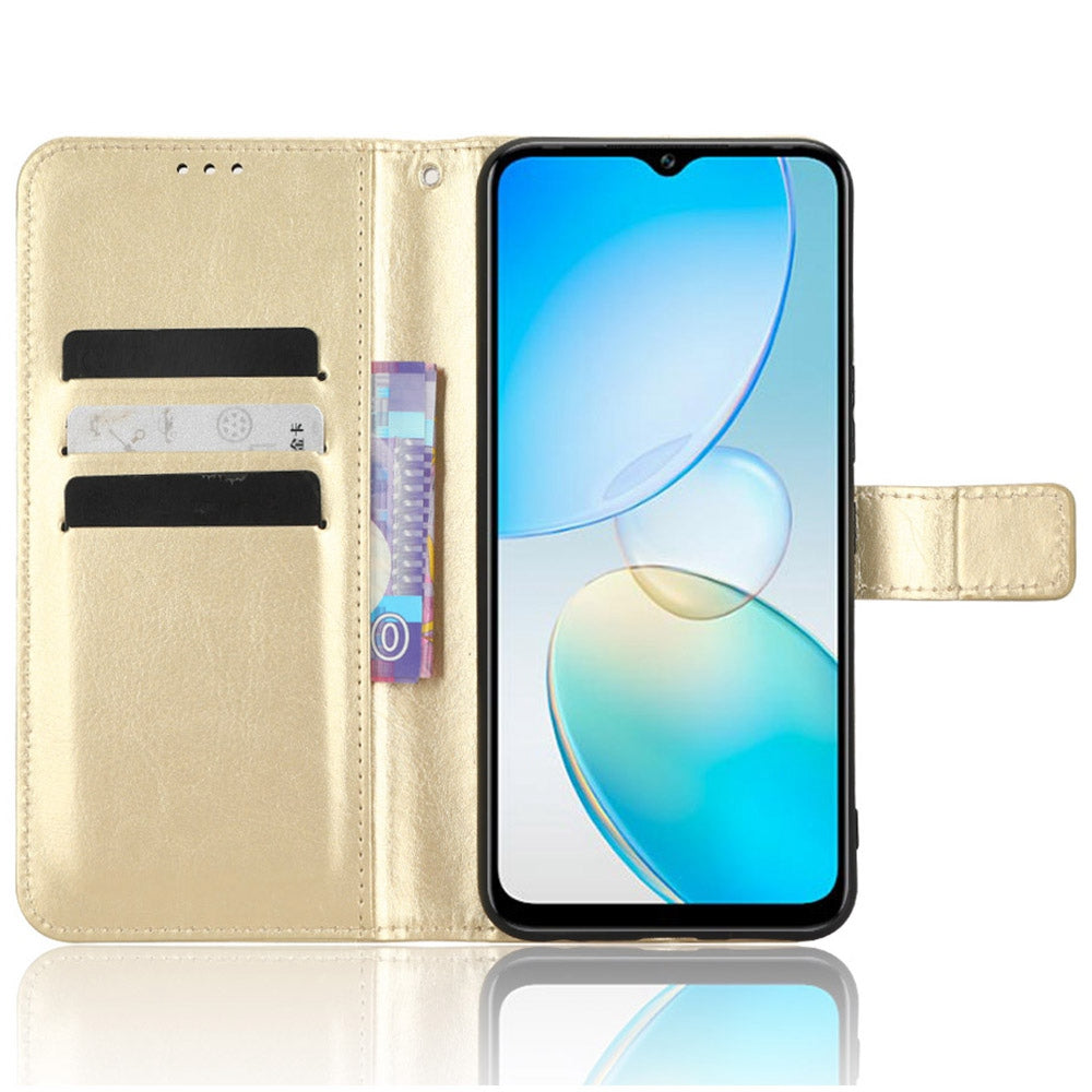 For Infinix Hot 12 Pro 4G X668C Crazy Horse Texture Wallet Case PU Leather Stand Function Magnetic Closure Phone Cover with Strap