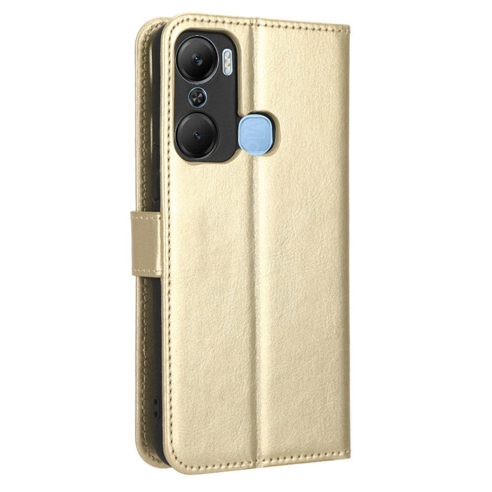 For Infinix Hot 12 Pro 4G X668C Crazy Horse Texture Wallet Case PU Leather Stand Function Magnetic Closure Phone Cover with Strap
