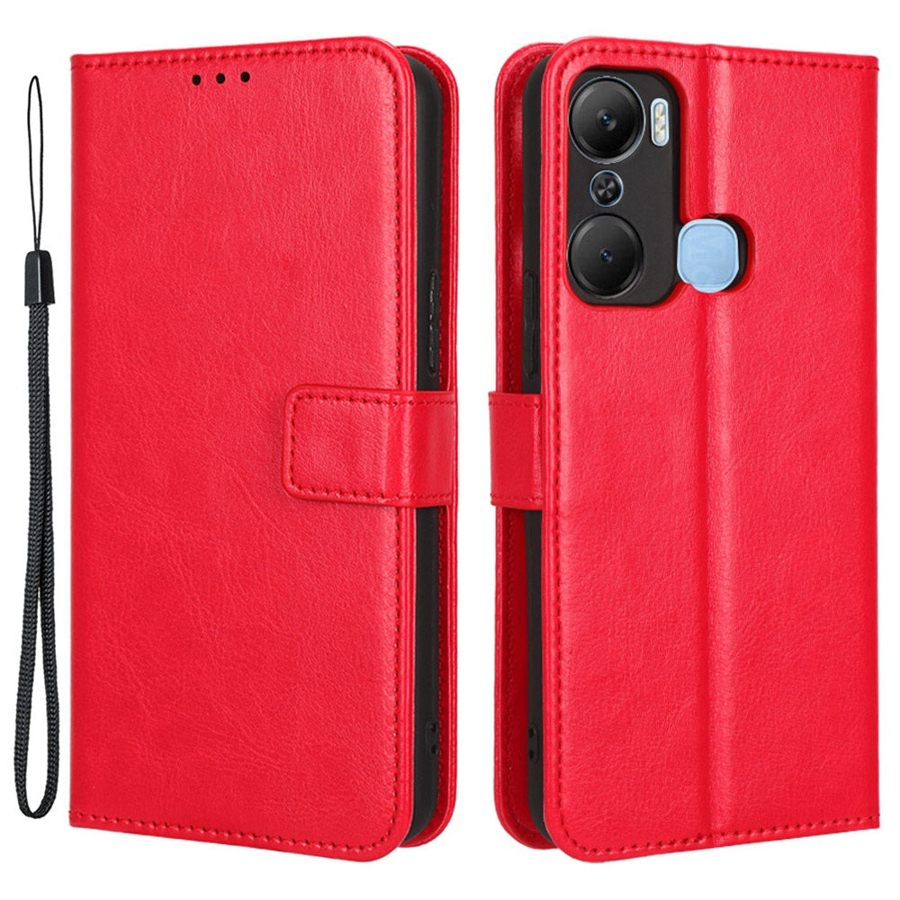 For Infinix Hot 12 Pro 4G X668C Crazy Horse Texture Wallet Case PU Leather Stand Function Magnetic Closure Phone Cover with Strap