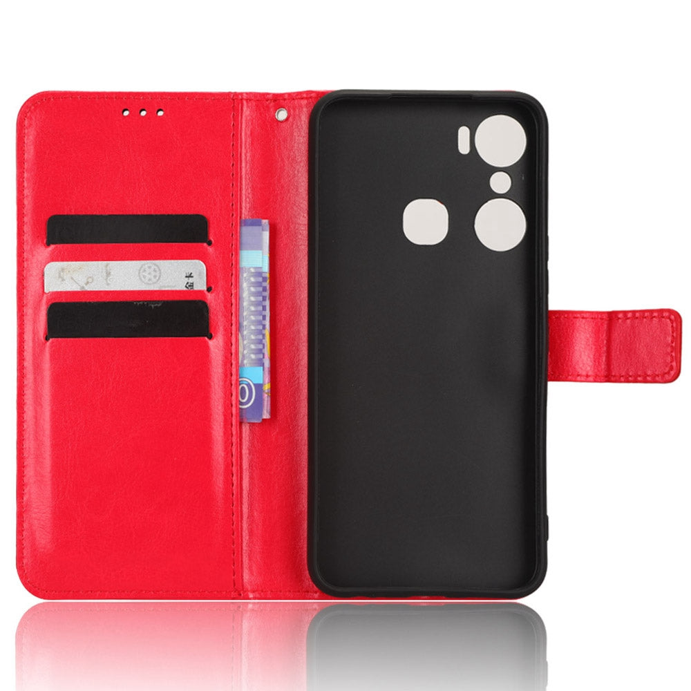 For Infinix Hot 12 Pro 4G X668C Crazy Horse Texture Wallet Case PU Leather Stand Function Magnetic Closure Phone Cover with Strap