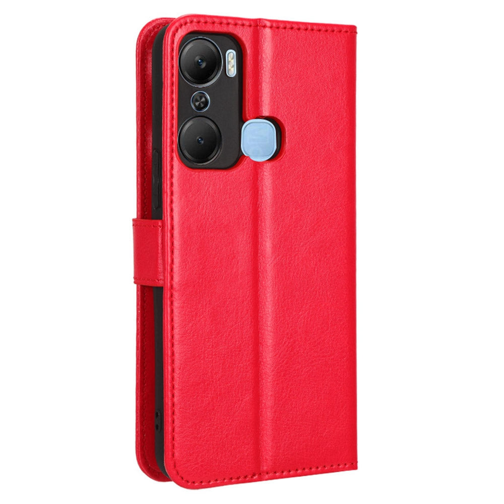 For Infinix Hot 12 Pro 4G X668C Crazy Horse Texture Wallet Case PU Leather Stand Function Magnetic Closure Phone Cover with Strap