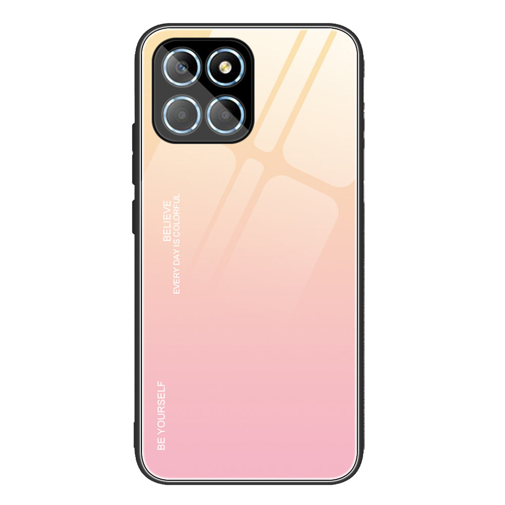 For Honor X8 5G Gradient Color Back Cover Hard Tempered Glass PC Back Soft TPU Frame Shockproof Protective Phone Case