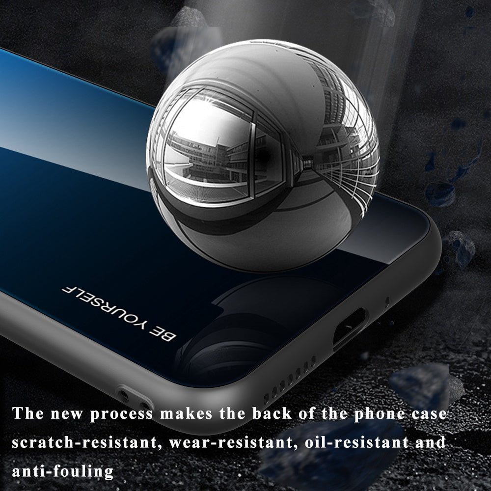 For Honor X8 5G Gradient Color Back Cover Hard Tempered Glass PC Back Soft TPU Frame Shockproof Protective Phone Case