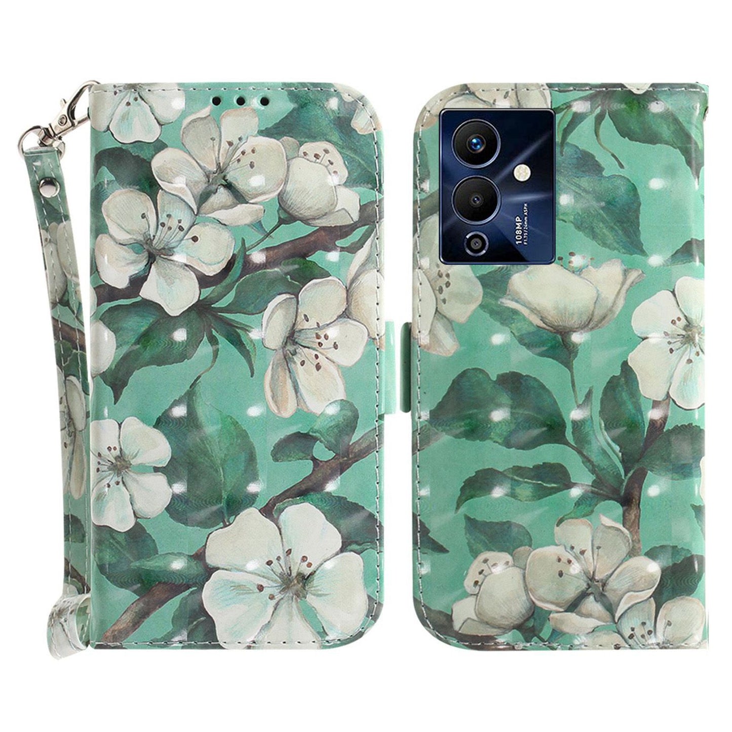 For Infinix Note 12 Pro 5G 3D Pattern Printing Shockproof Phone Case PU Leather + TPU Stand Wallet Cover with Strap