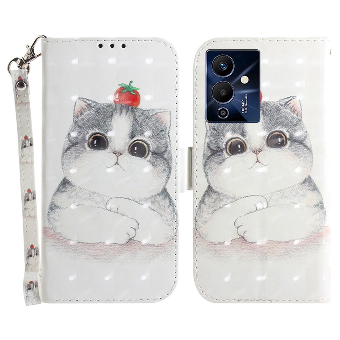 For Infinix Note 12 Pro 5G 3D Pattern Printing Shockproof Phone Case PU Leather + TPU Stand Wallet Cover with Strap