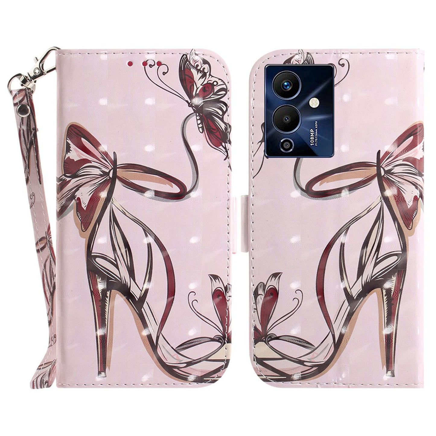 For Infinix Note 12 Pro 5G 3D Pattern Printing Shockproof Phone Case PU Leather + TPU Stand Wallet Cover with Strap