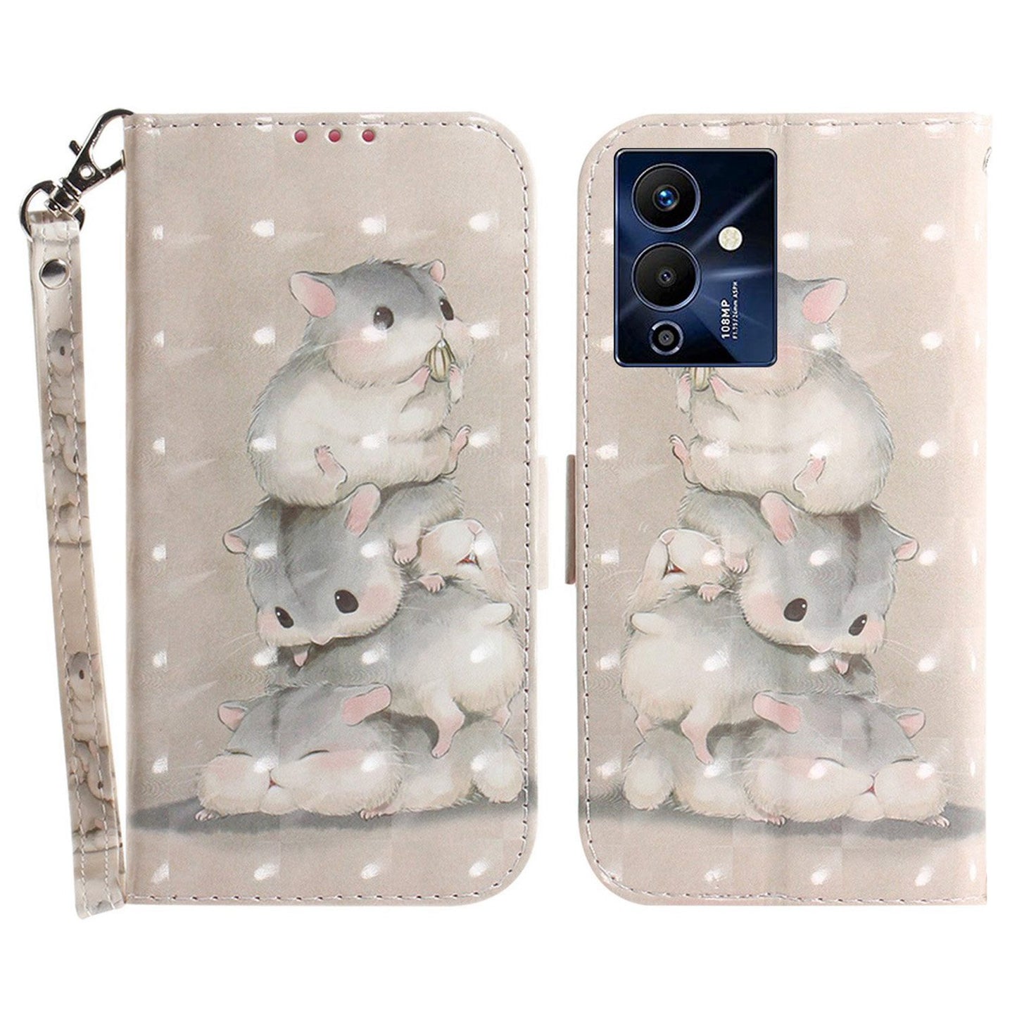 For Infinix Note 12 Pro 5G 3D Pattern Printing Shockproof Phone Case PU Leather + TPU Stand Wallet Cover with Strap
