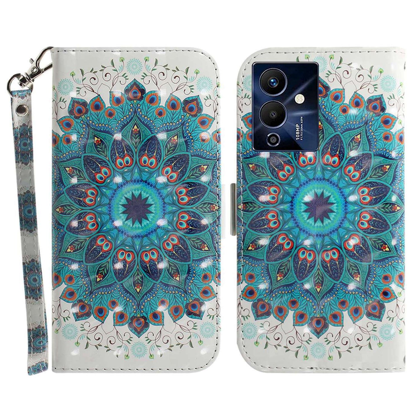 For Infinix Note 12 Pro 5G 3D Pattern Printing Shockproof Phone Case PU Leather + TPU Stand Wallet Cover with Strap