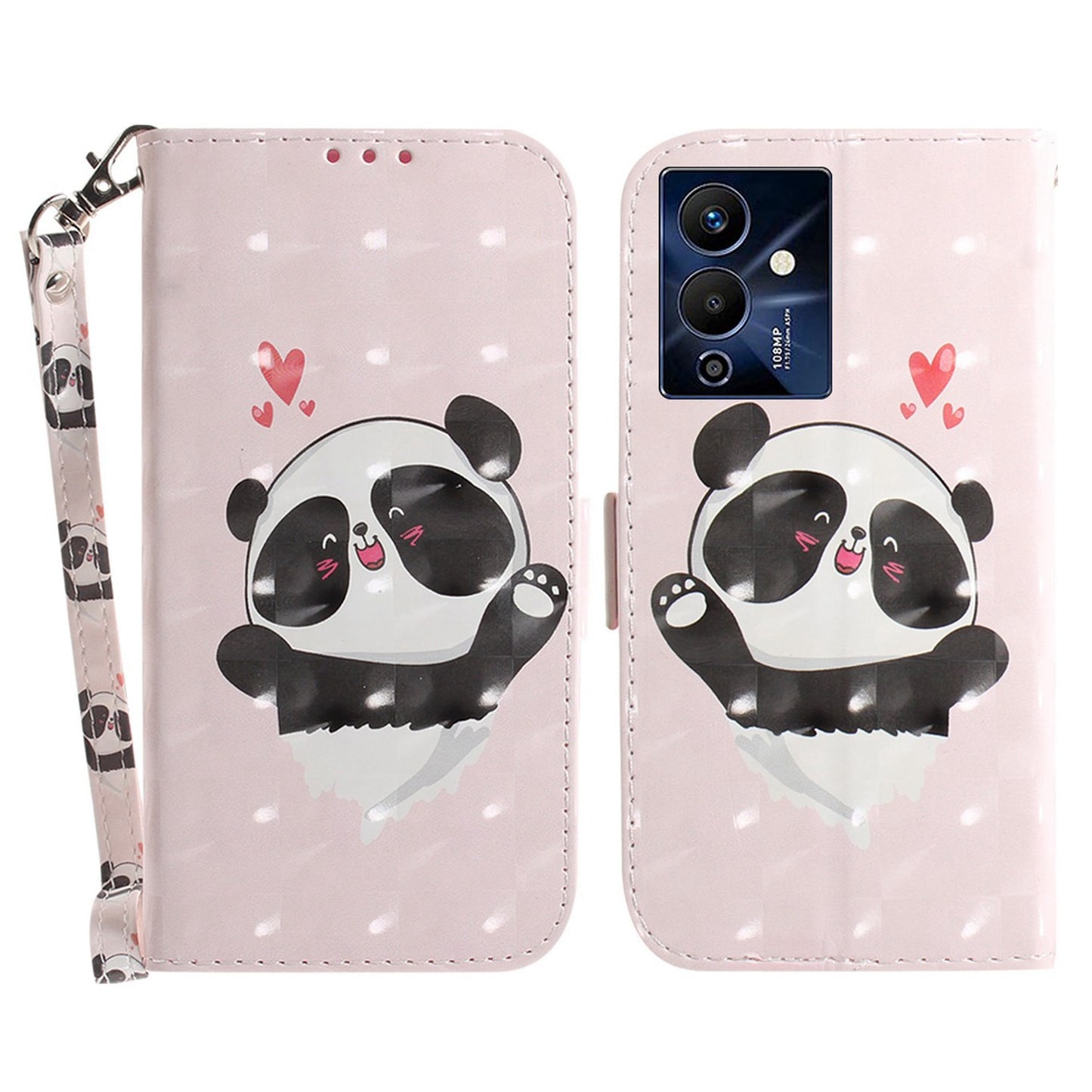 For Infinix Note 12 Pro 5G 3D Pattern Printing Shockproof Phone Case PU Leather + TPU Stand Wallet Cover with Strap