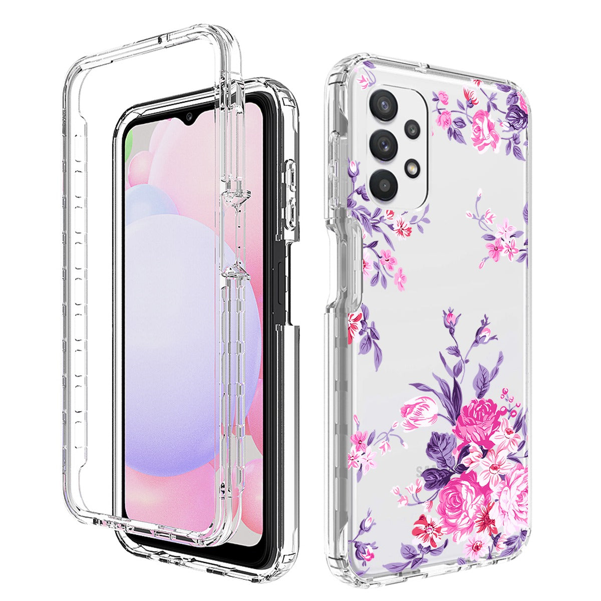 2-in-1 Stylish Pattern Printing Phone Case For Samsung Galaxy A13 4G, PC Frame + TPU Transparent Phone Cover