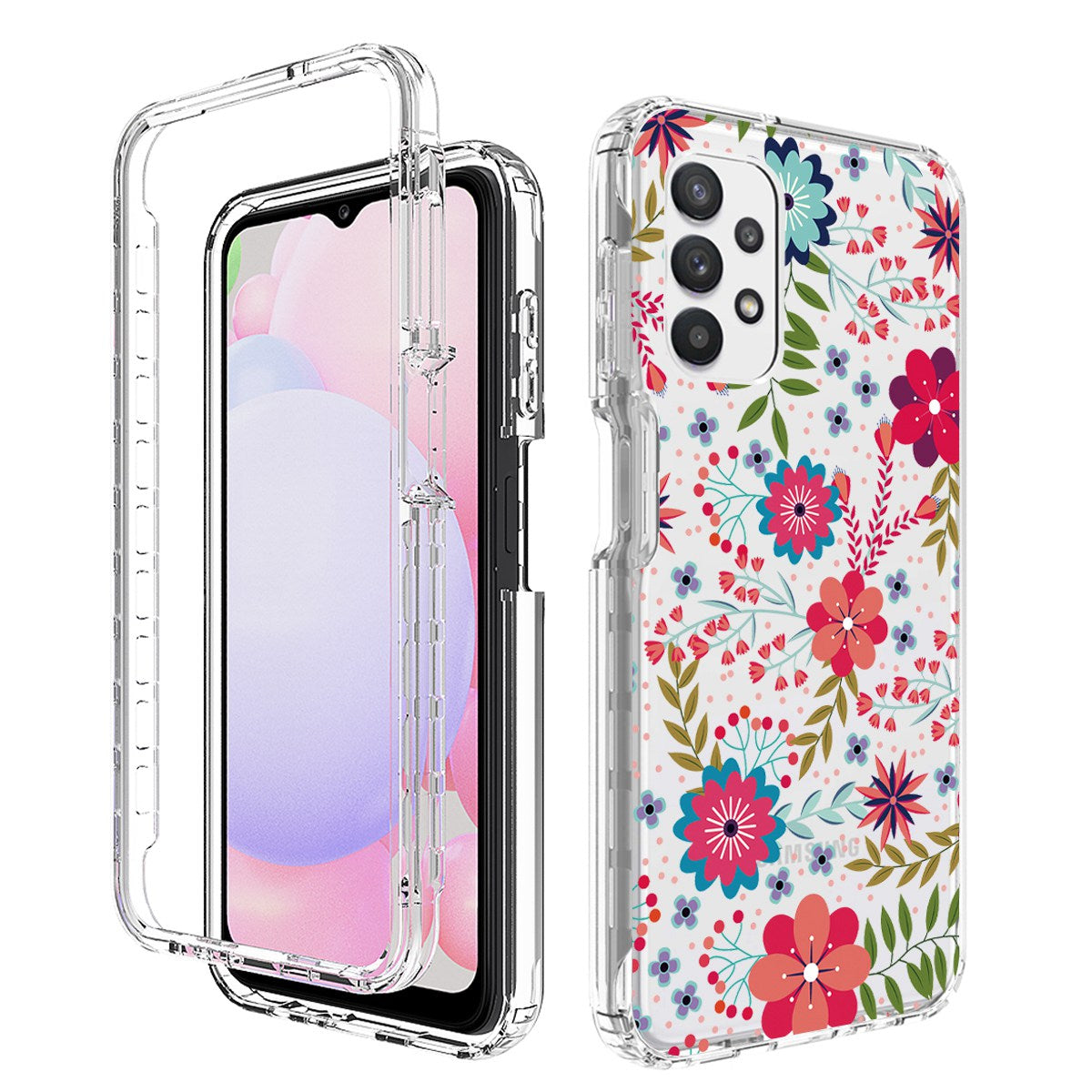 2-in-1 Stylish Pattern Printing Phone Case For Samsung Galaxy A13 4G, PC Frame + TPU Transparent Phone Cover