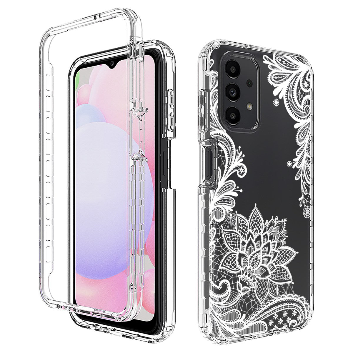 2-in-1 Stylish Pattern Printing Phone Case For Samsung Galaxy A13 4G, PC Frame + TPU Transparent Phone Cover